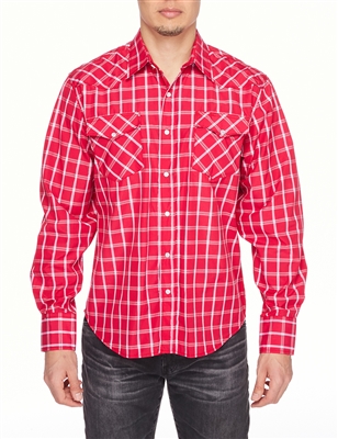 Rodeo Clothing Men's Printed Dress Shirt Long Sleeve (Plaid)