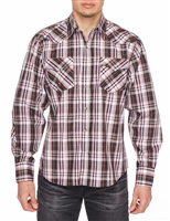 Rodeo Clothing Men's Printed Dress Shirt Long Sleeve (Plaid)