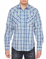 Rodeo Clothing Men's Printed Dress Shirt Long Sleeve (Plaid)