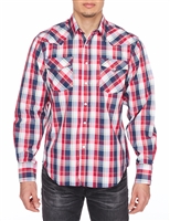 Rodeo Clothing Men's Printed Dress Shirt Long Sleeve (Plaid)