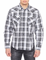 Rodeo Clothing Men's Printed Dress Shirt Long Sleeve (Plaid)