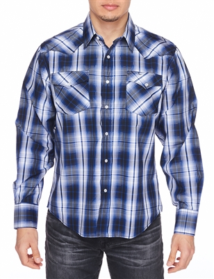 Rodeo Clothing Men's Printed Dress Shirt Long Sleeve (Plaid)