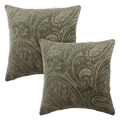 Sherry Kline Chenille Scroll Paisley 20-inch Reversible Pillow (Set of 2)