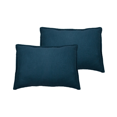 Sherry Kline Lombard Linen Blue Reversible Boudoir Decorative pillow (set of 2)