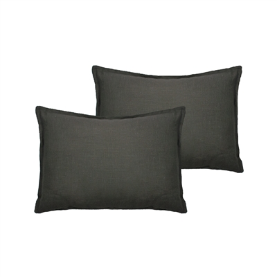 Sherry Kline Lombard Linen Graphite Reversible Boudoir Decorative pillow (set of 2)