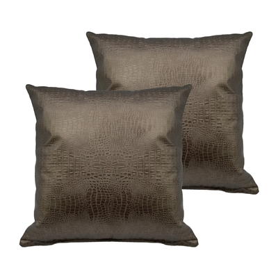 Sherry Kline Gator Faux Leather Gold Bronze 20-inch Decorative Pillow (Set of 2)