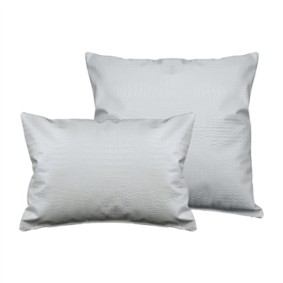 Sherry Kline Gator Faux Leather Pearl White Combo Pillows (Set of 2)