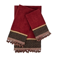 Sherry Kline Arcadia Red 3-piece Embellished Towel Set