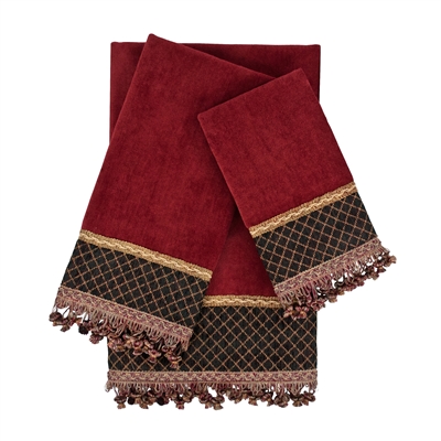 Sherry Kline Arcadia Red 3-piece Embellished Towel Set