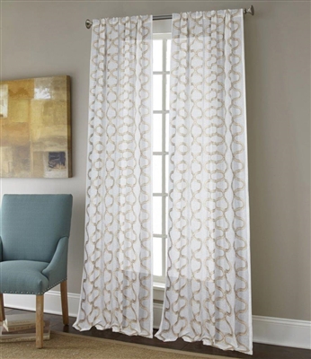 Sherry Kline Burlingame Taupe 96-inch Embroidered Sheer Panel (Pair)