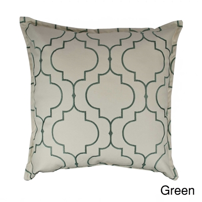 Sherry Kline Hampton Green Embroidered Reversible 20 inch Decorative Pillow