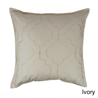Sherry Kline Hampton Ivory Embroidered Reversible 20 inch Decorative Pillow