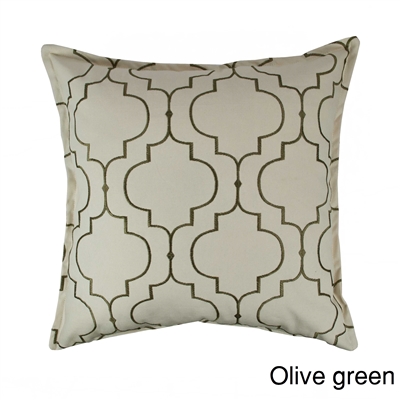 Sherry Kline Hampton Olive Green Embroidered Reversible 20 inch Decorative Pillow