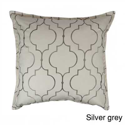 Sherry Kline Hampton Silver Grey Embroidered Reversible 20 inch Decorative Pillow