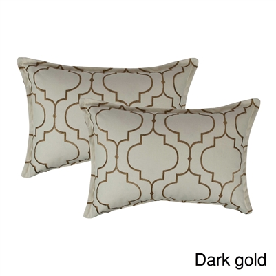 Sherry Kline Hampton Dark Gold Embroidered Reversible Boudoir Decorative Pillow