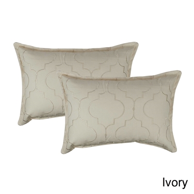 Sherry Kline Hampton Ivory Embroidered Reversible Boudoir Decorative Pillow