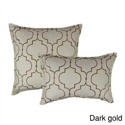 Sherry Kline Hampton Dark Gold Embroidered Reversible Combo Decorative Pillow