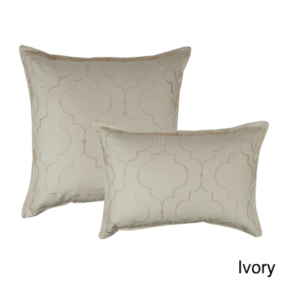 Sherry Kline Hampton Ivory Embroidered Reversible Combo Decorative Pillow