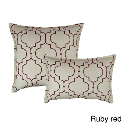 Sherry Kline Hampton Ruby Red Embroidered Reversible Combo Decorative Pillow