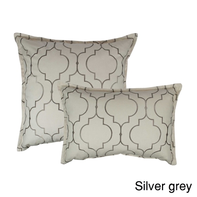 Sherry Kline Hampton Silver Grey Embroidered Reversible Combo Decorative Pillow
