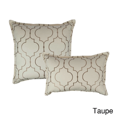 Sherry Kline Hampton Taupe Embroidered Reversible Combo Decorative Pillow