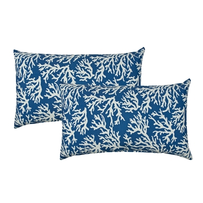 Sherry Kline Coral Reef Blue Outdoor Boudoir Pillow (Set of 2)