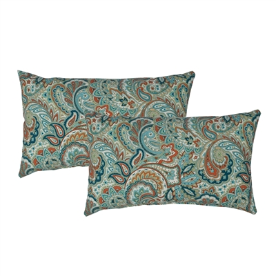 Sherry Kline Paisley Blue Outdoor Boudoir Pillow (Set of 2)