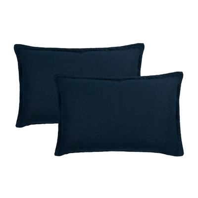 Sherry Kline Frisco Linen Dark Blue Reversible Boudoir Decorative pillow (set of 2)