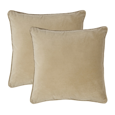 Sherry Kline Glendon 20-inch LIGHT GOLD Velvet Pillow (set of 2)