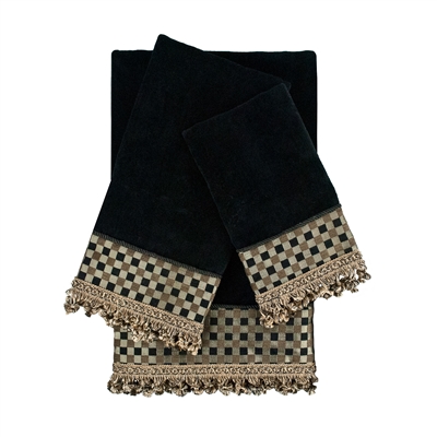 Sherry Kline Linden Black 3-piece Embellished Towel Set