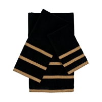 Sherry Kline Triple Row Gimp Black 3-piece Embellished Towel Set