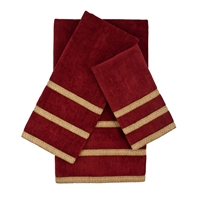 Sherry Kline Triple Row Gimp Red 3-piece Embellished Towel Set