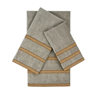 Sherry Kline Triple Row Gimp Grey 3-piece Embellished Towel Set