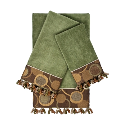 Sherry Kline Nanterre Sage 3piece Embellished Towel Set