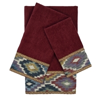 Sherry Kline Maricopa Red 3-piece Embellished Towel Set