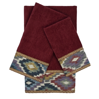 Sherry Kline Maricopa Red 3-piece Embellished Towel Set