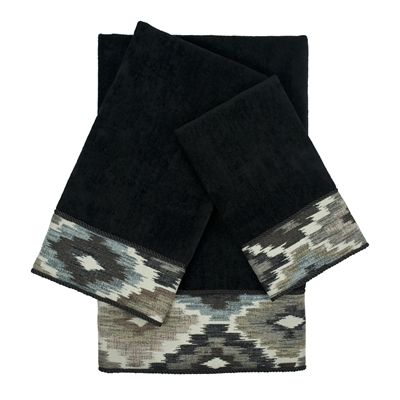 Sherry Kline Maricopa Black 3-piece Embellished Towel Set