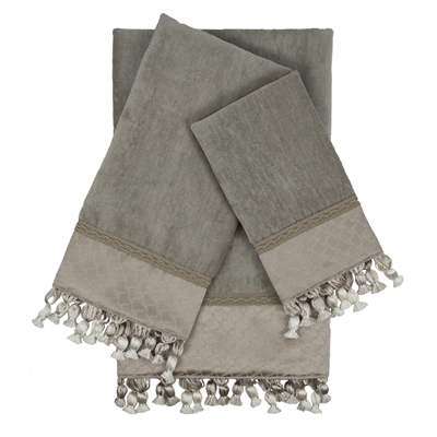 Sherry Kline Rochdale Grey 3-piece Embellished Towel Set