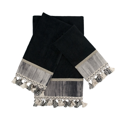 Sherry Kline Ambiance Black 3-piece Embellished Towel Set