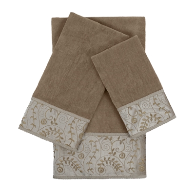 Sherry Kline Fern Taupe 3-piece Embellished Towel Set