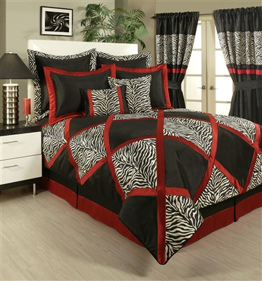 Sherry Kline True Safari Red White Black 4-piece Comforter Set
