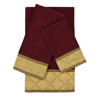 Sherry Kline Zenith Red 3-piece Embellished Towel Set