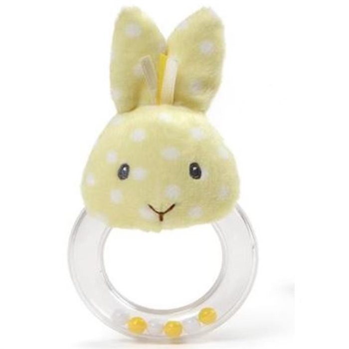 Polka Dot Plush Roly Polys Bunny Ring Rattle