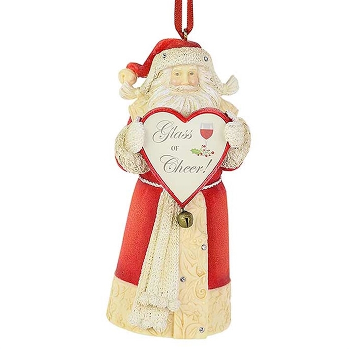 The Heart Of Christmas - Glass of Cheer Santa Ornament
