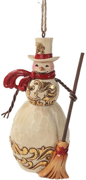 Jim Shore Heartwood Creek - Snowman With Broom Ornament