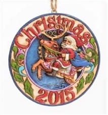 Jim Shore Heartwood Creek - Santa Riding Reindeer - Dated 2015 Dated Ornament