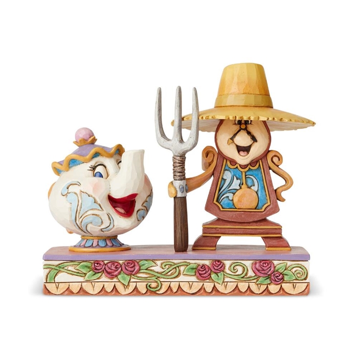Jim Shore Disney Traditions - Workin&#226;&#8364;&#8482; Round the Clock - Cogsworth and Mrs. Potts
