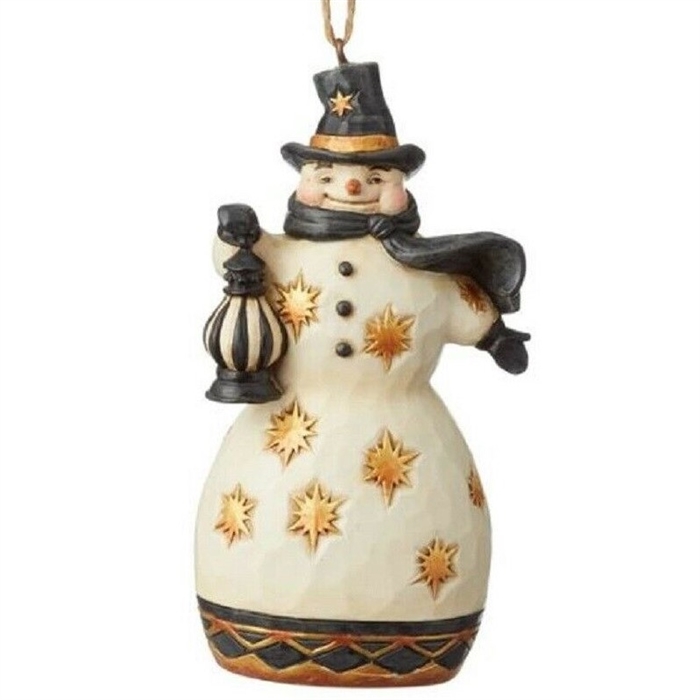 Jim Shore Heartwood Creek - Black & Gold Snowman Ornament
