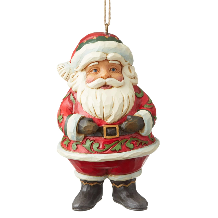 Jim Shore Heartwood Creek - Mini Jolly Santa Hanging Ornament
