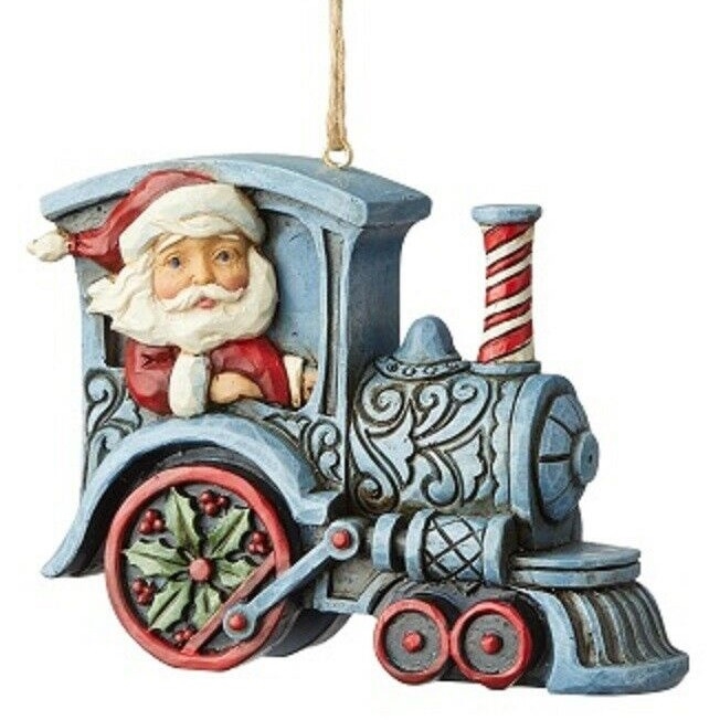 Santa In Train Engine Ornament